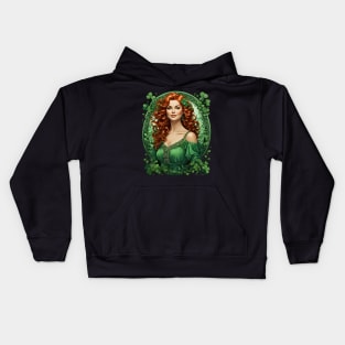 Irish Woman Shamrock St. Patrick's Day retro vintage floral Kids Hoodie